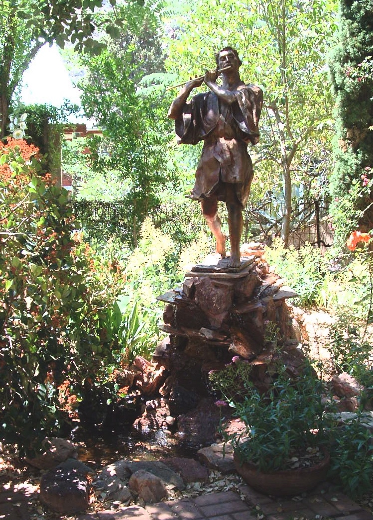 garden with statue